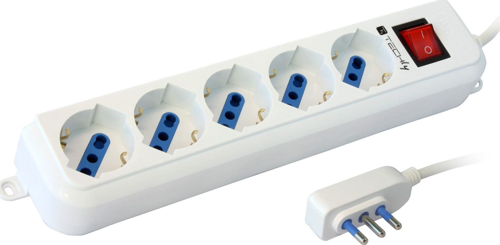 Multipresa 5 Posti Italiana Bipasso / Schuko Spina Angolata in Multiprese Scontolo.net - Potenza, commercioVirtuoso.it