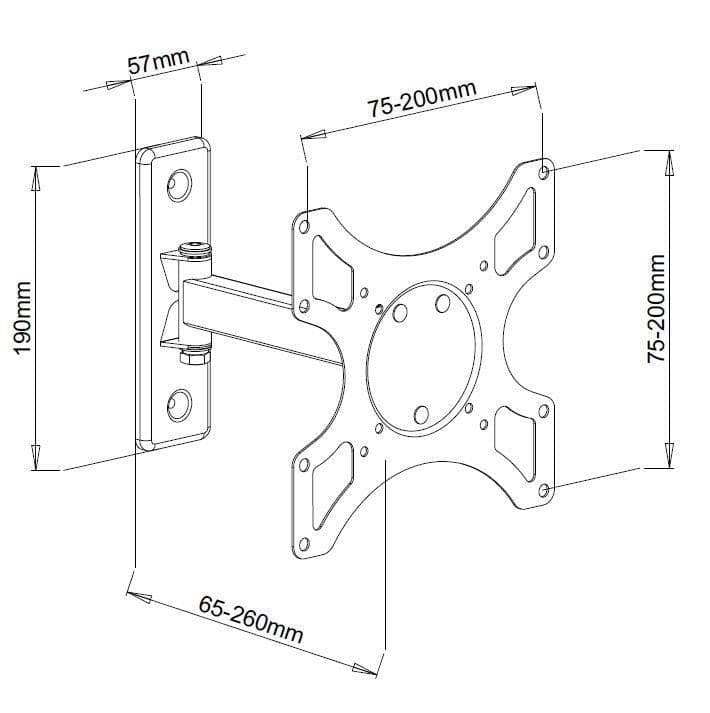 Supporto a muro per TV LED LCD 19 - 37'' inclinabile 2 snodi nero in Supporti da parete e da soffitto Scontolo.net - Potenza, commercioVirtuoso.it