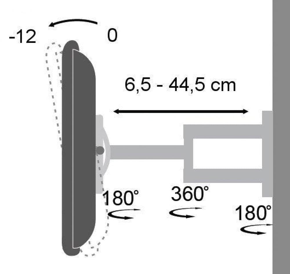 Supporto a muro per TV LED LCD 19-37'' inclinabile 3 snodi nero in Supporti da parete e da soffitto Scontolo.net - Potenza, commercioVirtuoso.it