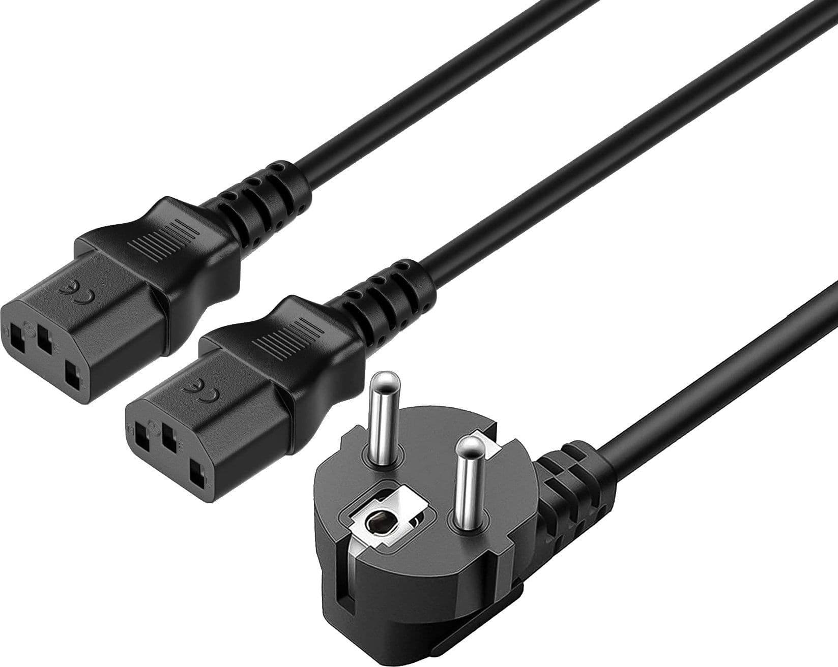Cavo alimentazione Schuko 10A a sdoppiato con 2 C13, 1,8 mt nero in Fili elettrici Scontolo.net - Potenza, commercioVirtuoso.it