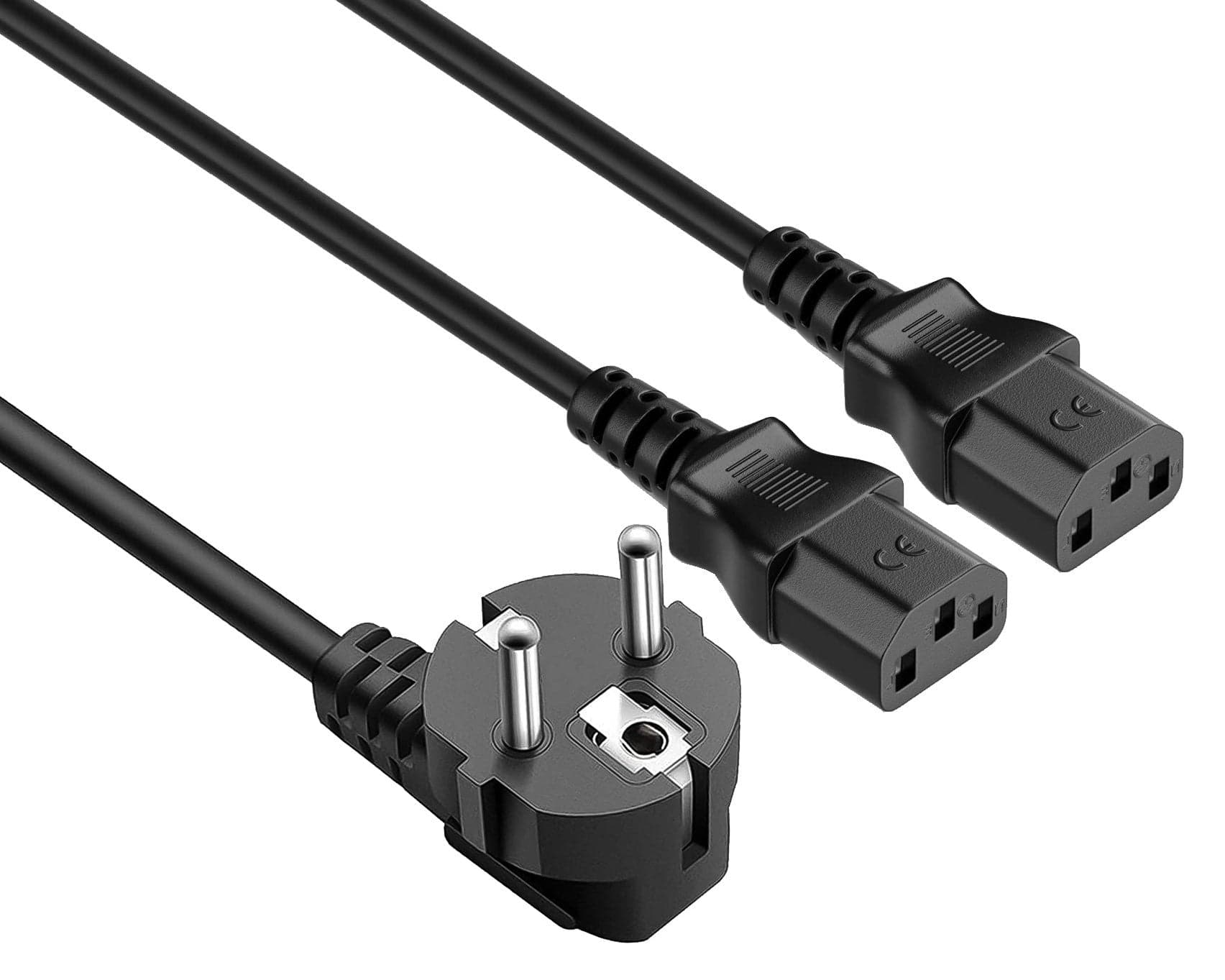 Cavo alimentazione Schuko 10A a sdoppiato con 2 C13, 1,8 mt nero in Fili elettrici Scontolo.net - Potenza, commercioVirtuoso.it