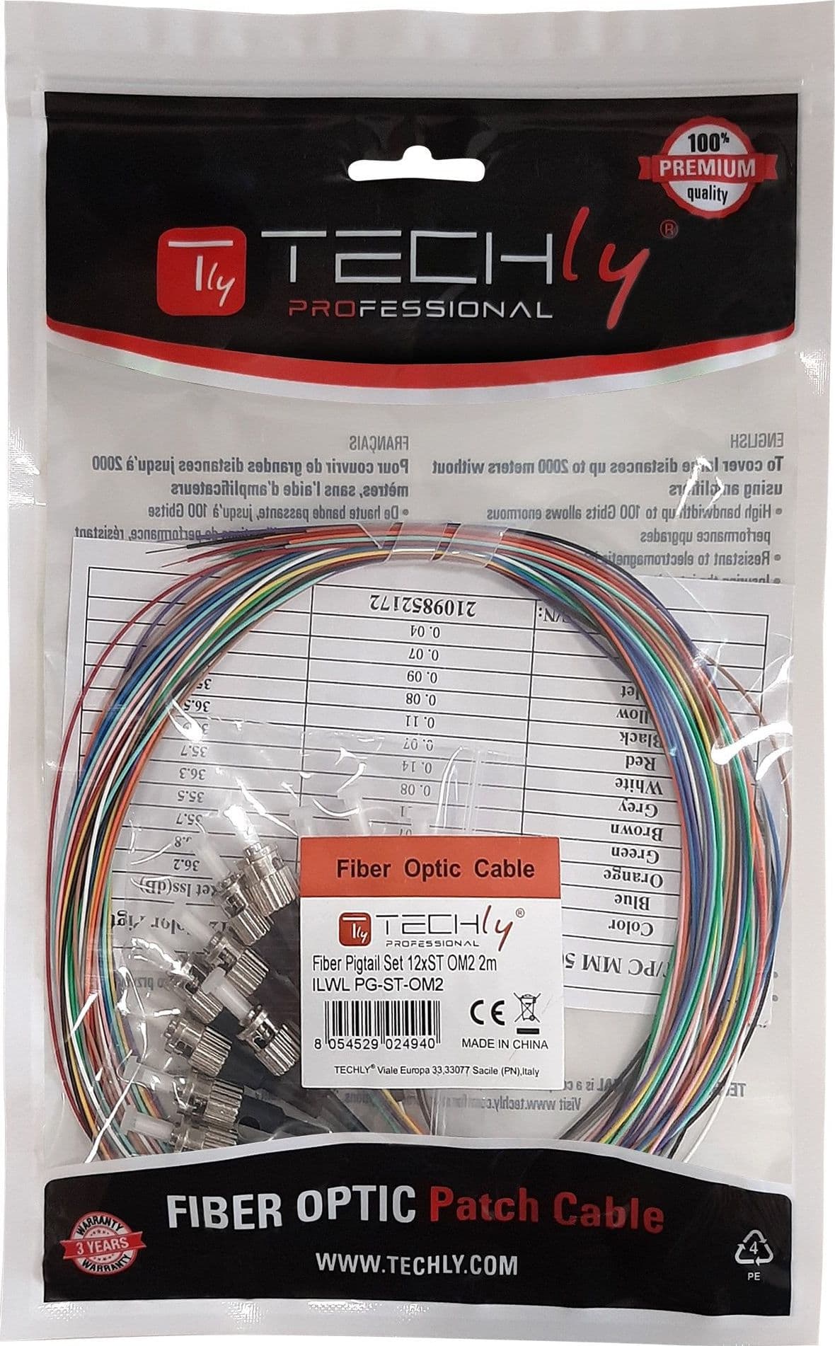 Set 12 Pigtail Fibra Ottica Multimodale OM3 ST 50/125 2 m