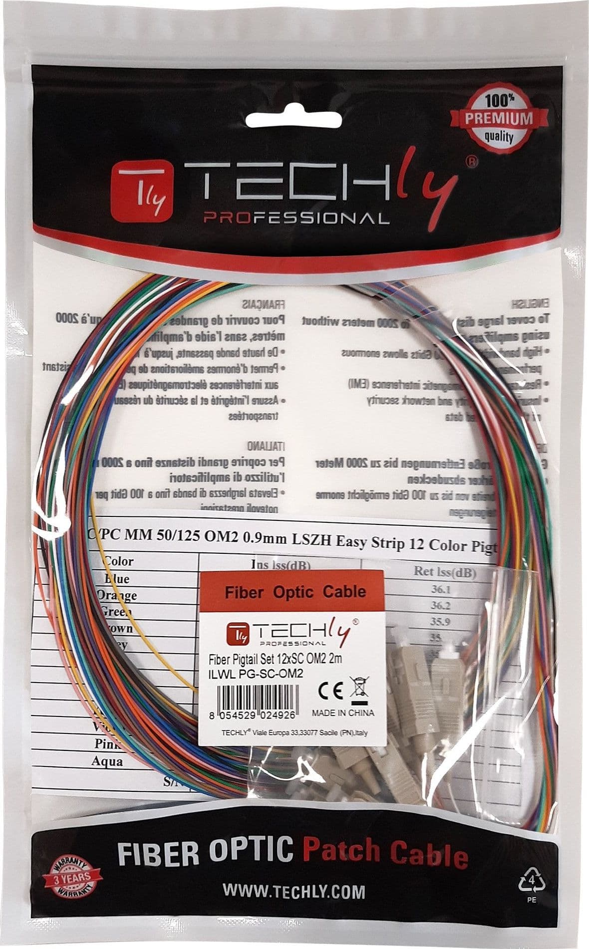 Set 12 Pigtail Fibra Ottica Multimodale OM2 SC 50/125 2 m