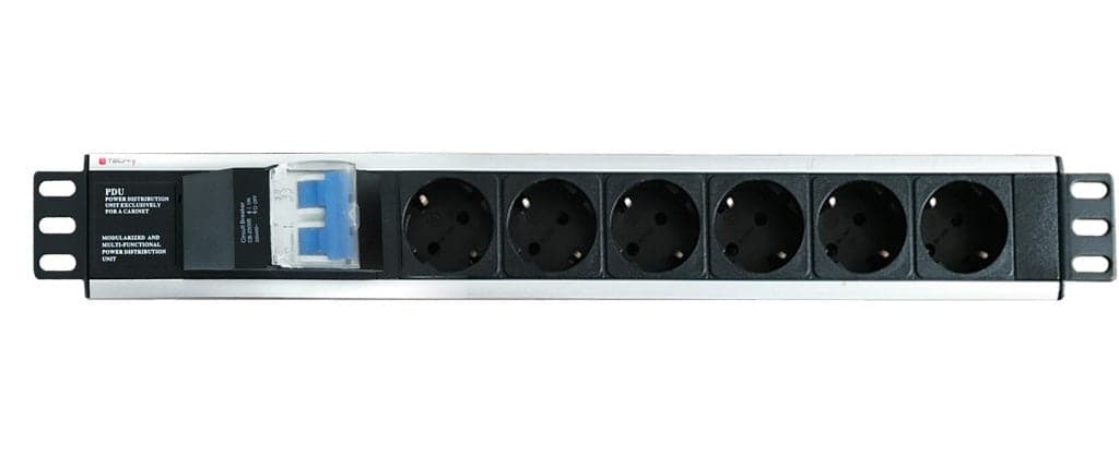Multipresa 6 Posti da Rack 19'' con Magnetotermico Spina Schuko Angolata 1.5U in Multiprese Scontolo.net - Potenza, commercioVirtuoso.it