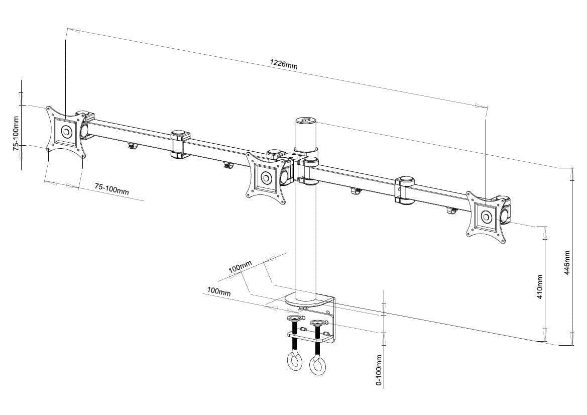 Supporto da scrivania per 3 Monitor 13-24'' con morsetto in Supporti Scontolo.net - Potenza, commercioVirtuoso.it