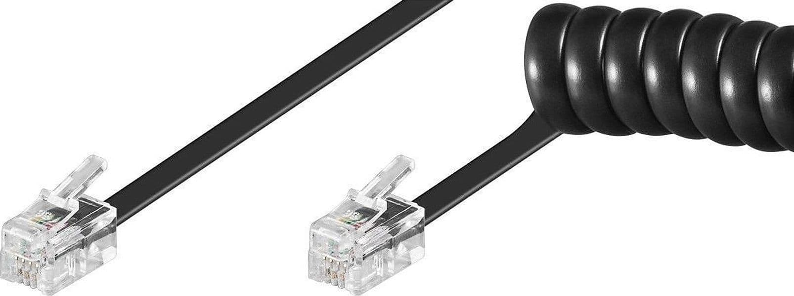 Cavo telefonico spiralato per cornetta 2mt RJ10 4P4C Nero in Cavi Scontolo.net - Potenza, commercioVirtuoso.it