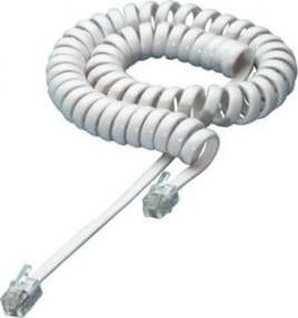 Cavo telefonico spiralato per cornetta 4mt RJ10 4P4C Bianco