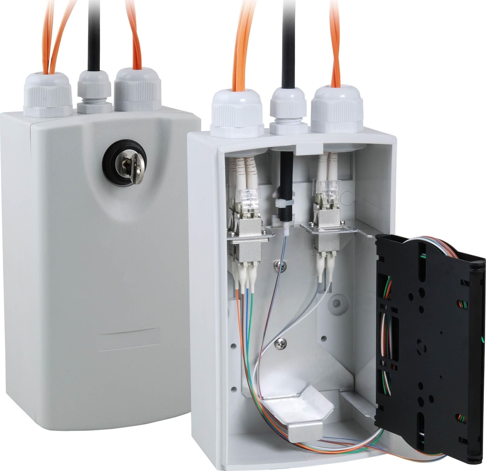 Scatola di Distribuzione Fibra Ottica Compatta IP54 SC/LC RAL7035