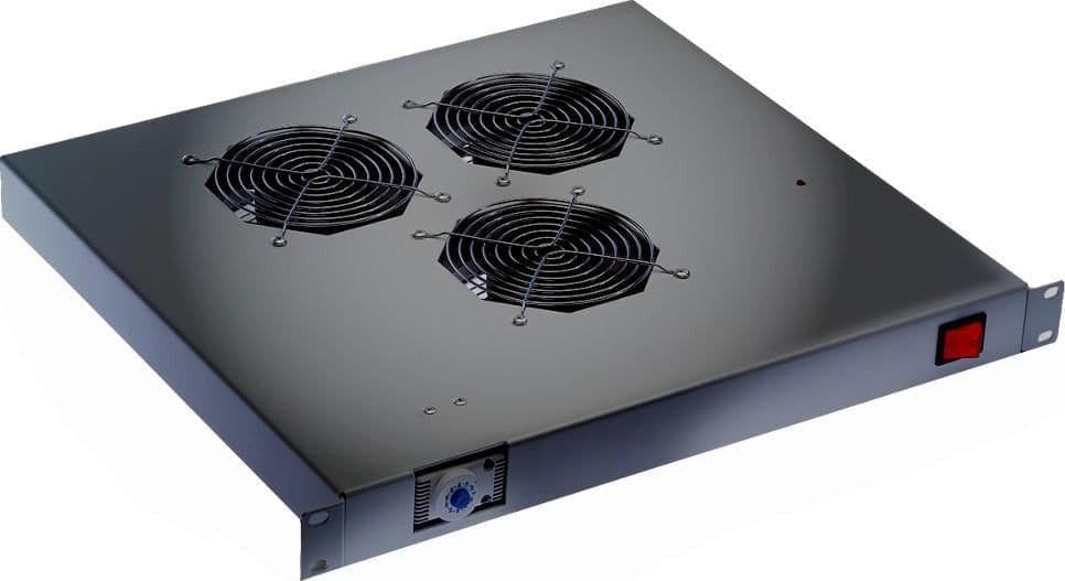 Ventole per Rack 19'' 3 Ventole con Termostato Nero