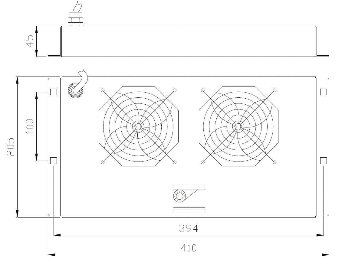 Gruppo di ventilazione a soffitto per Rack 19'' 2 Ventole Nero