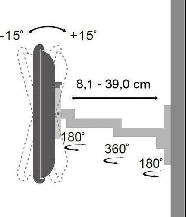 Supporto a muro per TV LED LCD 13-30'' inclinabile 3 snodi nero in Supporti da parete e da soffitto Scontolo.net - Potenza, commercioVirtuoso.it