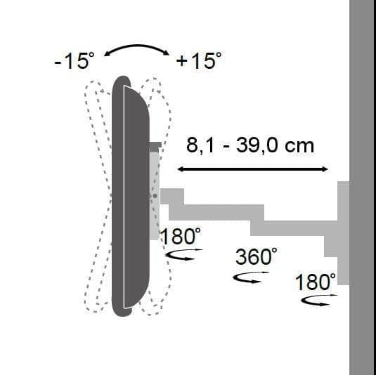 Supporto a muro per TV LED LCD 13-30'' inclinabile 3 snodi silver in Supporti da parete e da soffitto Scontolo.net - Potenza, commercioVirtuoso.it