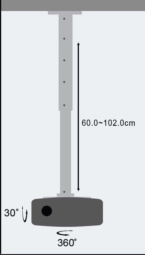 Supporto a Soffitto per Proiettori Estensione 60-102 cm Silver in Supporti per proiettori Scontolo.net - Potenza, commercioVirtuoso.it