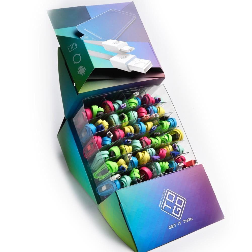 Espositore 48 Cavi Flat USB A / Micro USB B Multicolor in Clip fermacavi da parete Scontolo.net - Potenza, commercioVirtuoso.it