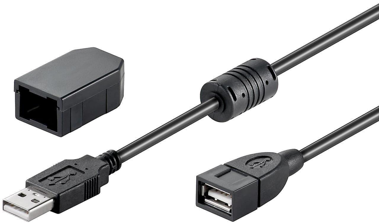 Cavo Prolunga USB 2.0 con Ferrite A Maschio / A Femmina 2m Nero