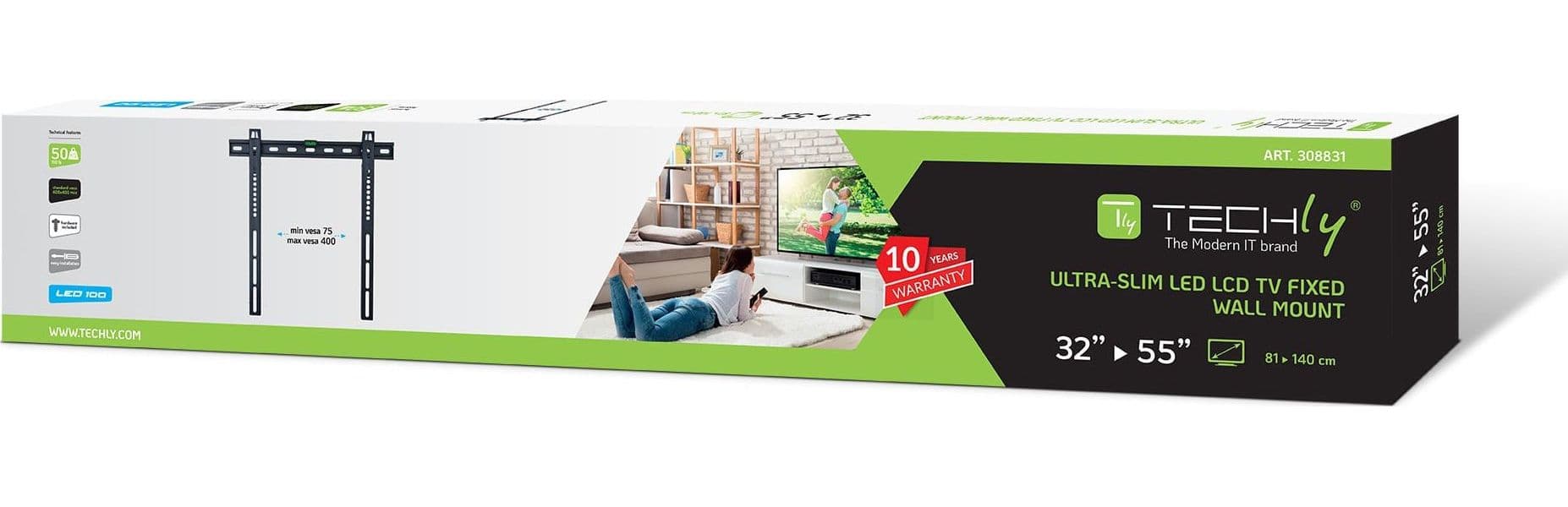 Supporto a Muro Fisso Ultra Slim per TV LED LCD 32-55'' Nero