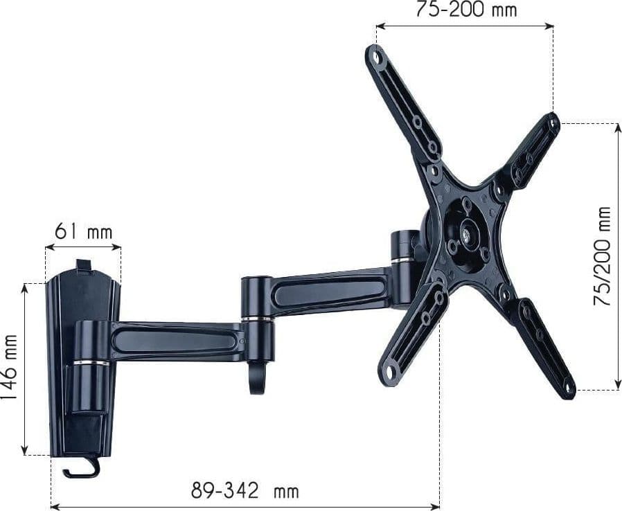 Supporto a Muro per TV LED LCD 13 - 37'' Inclinabile 3 Snodi Nero in Supporti da parete e da soffitto Scontolo.net - Potenza, commercioVirtuoso.it