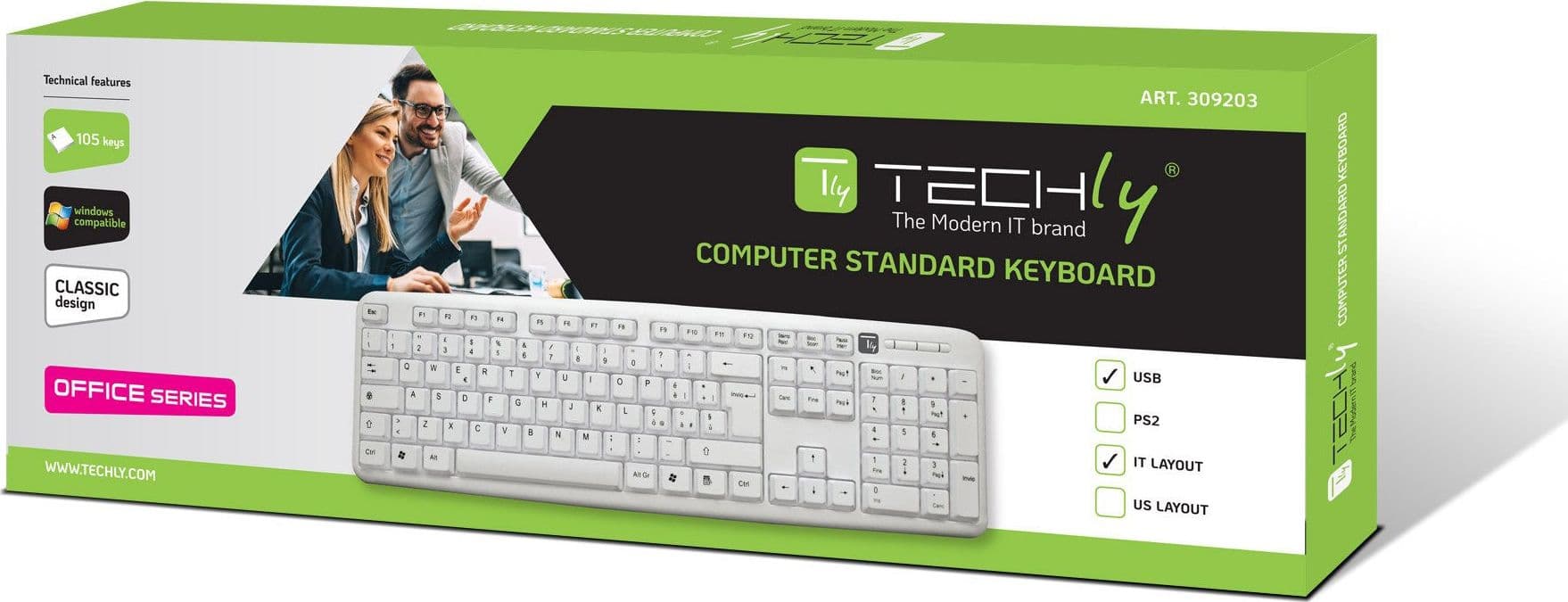 Tastiera 105 tasti USB Standard, colore Bianco