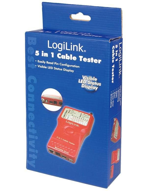 Tester di Rete per Cavi Firewire RJ45 Cat. 5 e 6, ISDN, USB e BNC