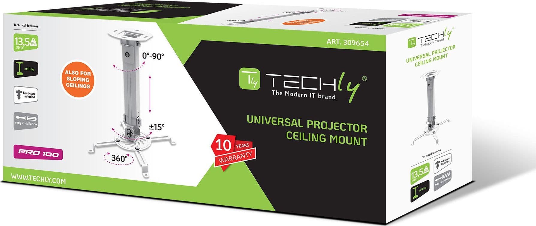 Supporto a Soffitto per Proiettori Estensione 380-580 mm Silver