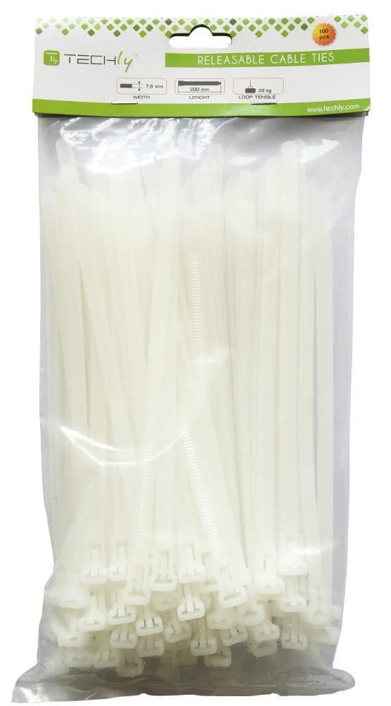 Fascette Fermacavi Riutilizzabili 200x7,6mm in Nylon 100pz Bianco in Stringicavi Scontolo.net - Potenza, commercioVirtuoso.it
