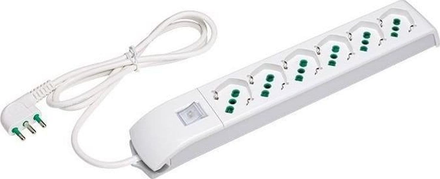Multipresa 6 Posti Italiana Bipasso / Schuko Bianco in Multiprese Scontolo.net - Potenza, commercioVirtuoso.it