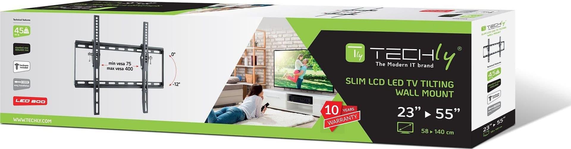 Supporto a Muro Inclinabile per TV LED LCD 23-55'' Nero