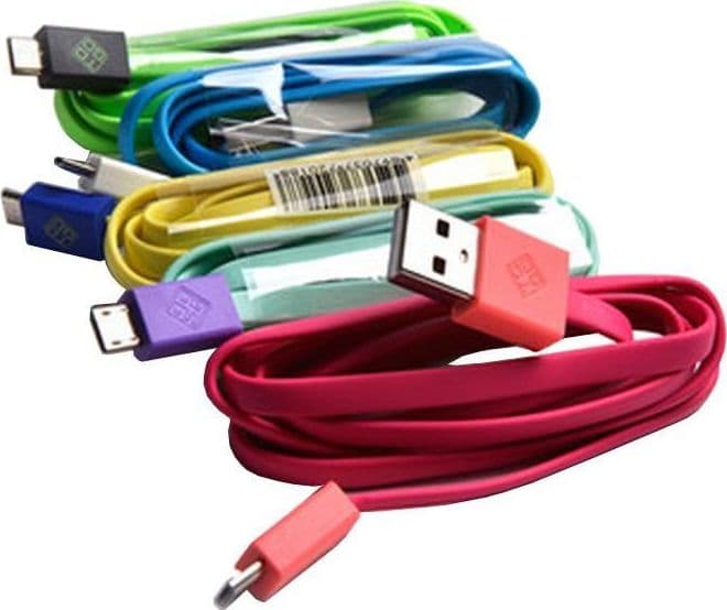 Cavo Flat USB AM a Micro USB M 1m Azzurro / Bianco