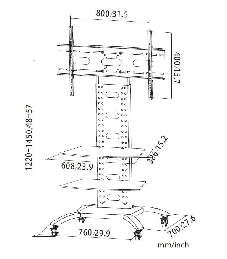 Supporto a Pavimento con 2 Mensole Trolley TV LCD/LED/Plasma 32-70'' in Supporti da parete e da soffitto Scontolo.net - Potenza, commercioVirtuoso.it