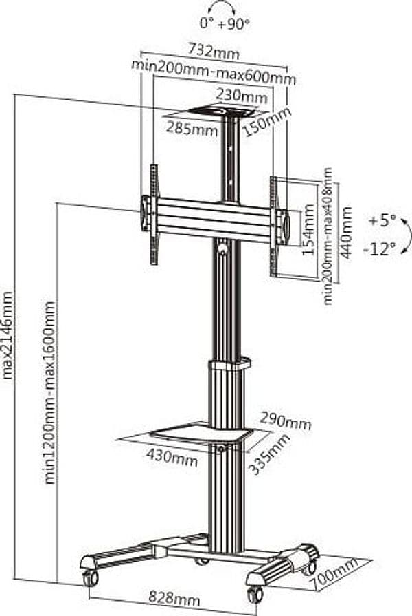 Supporto a Pavimento con una Mensola Trolley TV LCD/LED/Plasma 37-70'' in Supporti da parete e da soffitto Scontolo.net - Potenza, commercioVirtuoso.it