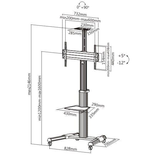 Supporto a Pavimento con una Mensola Trolley TV LCD/LED/Plasma 37-70'' in Supporti da parete e da soffitto Scontolo.net - Potenza, commercioVirtuoso.it