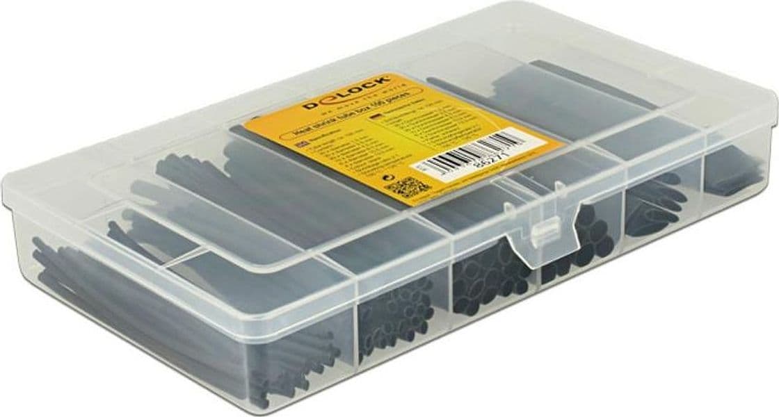 Kit 100 Tubi Guaina Termorestringente Nero per Isolamento Cavi