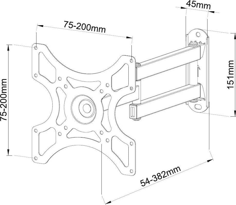 Supporto a Muro per TV LED LCD 19-37'' Full-Motion Nero in Supporti da parete e da soffitto Scontolo.net - Potenza, commercioVirtuoso.it