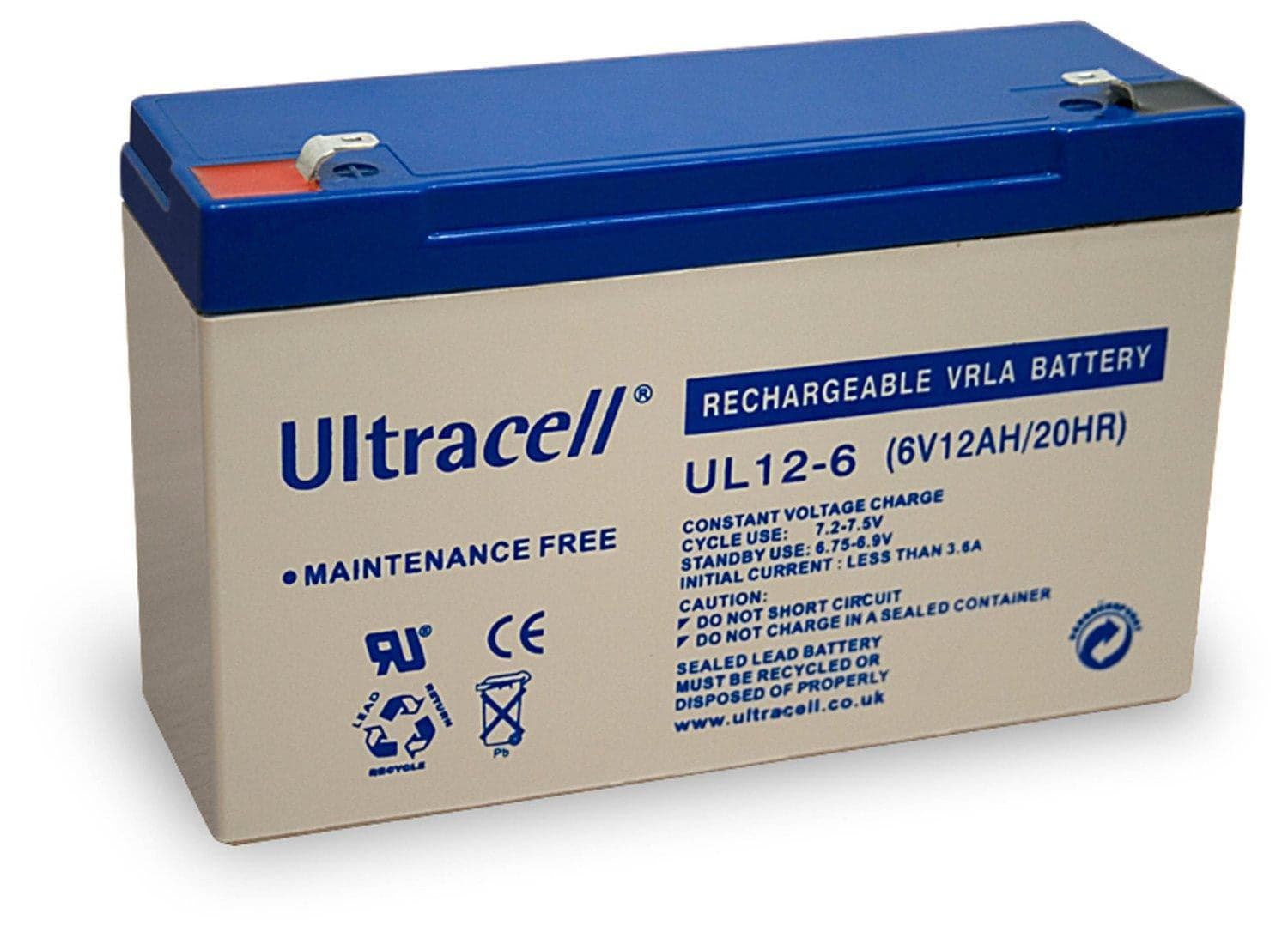 Batteria Ricaricabile 6V 12Ah, Ultracell UL12-6(Faston 187 - 4.8 mm) in Pile ricaricabili Scontolo.net - Potenza, commercioVirtuoso.it
