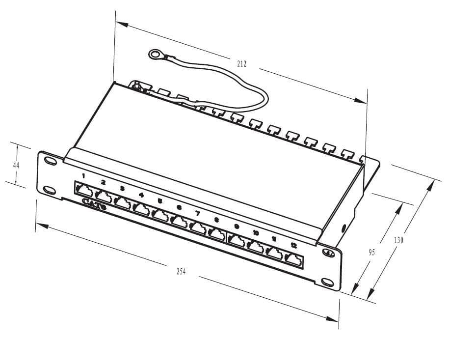 Pannello Patch 10'' STP 12 Posti RJ45 Cat. 6 Nero in Cavi Ethernet Scontolo.net - Potenza, commercioVirtuoso.it