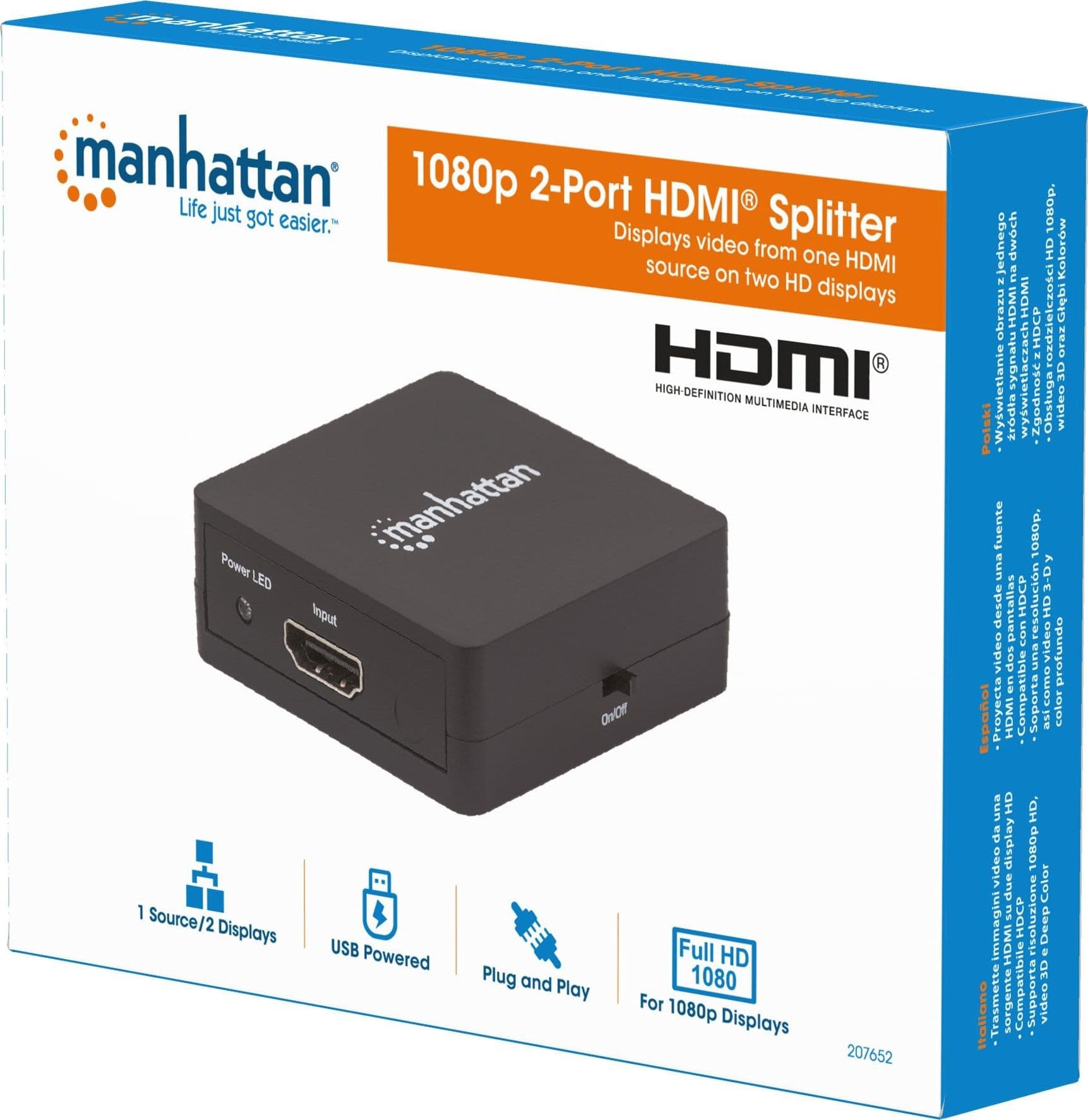 Splitter HDMI 2 porte 1080p