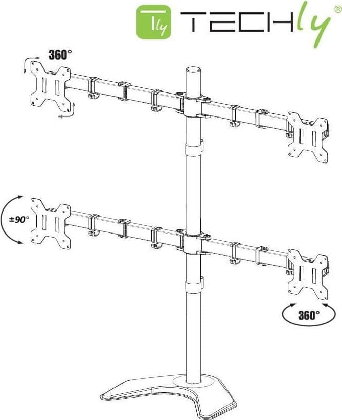 Supporto da Scrivania per 4 Monitor 13-27'' con base in Supporti Scontolo.net - Potenza, commercioVirtuoso.it
