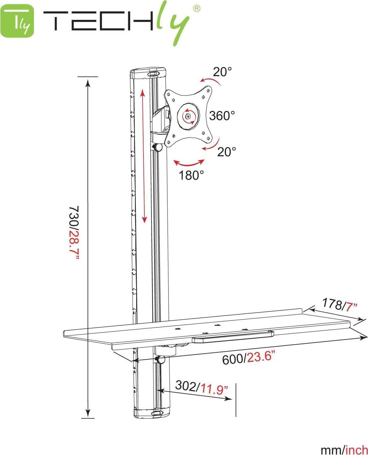 Postazione di lavoro a parete con supporto monitor e ripiano tastiera in Piattaforme e cassetti tastiera Scontolo.net - Potenza, commercioVirtuoso.it