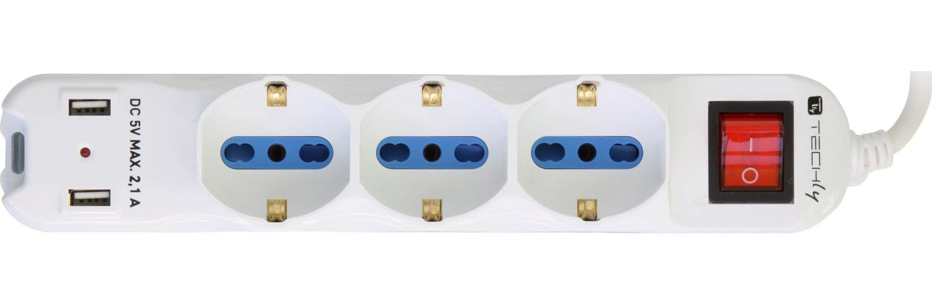 Multipresa 6 Posti Italiana Bipasso con 2 Prese USB Bianca in Multiprese Scontolo.net - Potenza, commercioVirtuoso.it