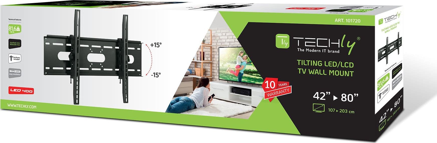 Supporto a Muro Inclinabile per TV LED LCD 42-80'' Nero