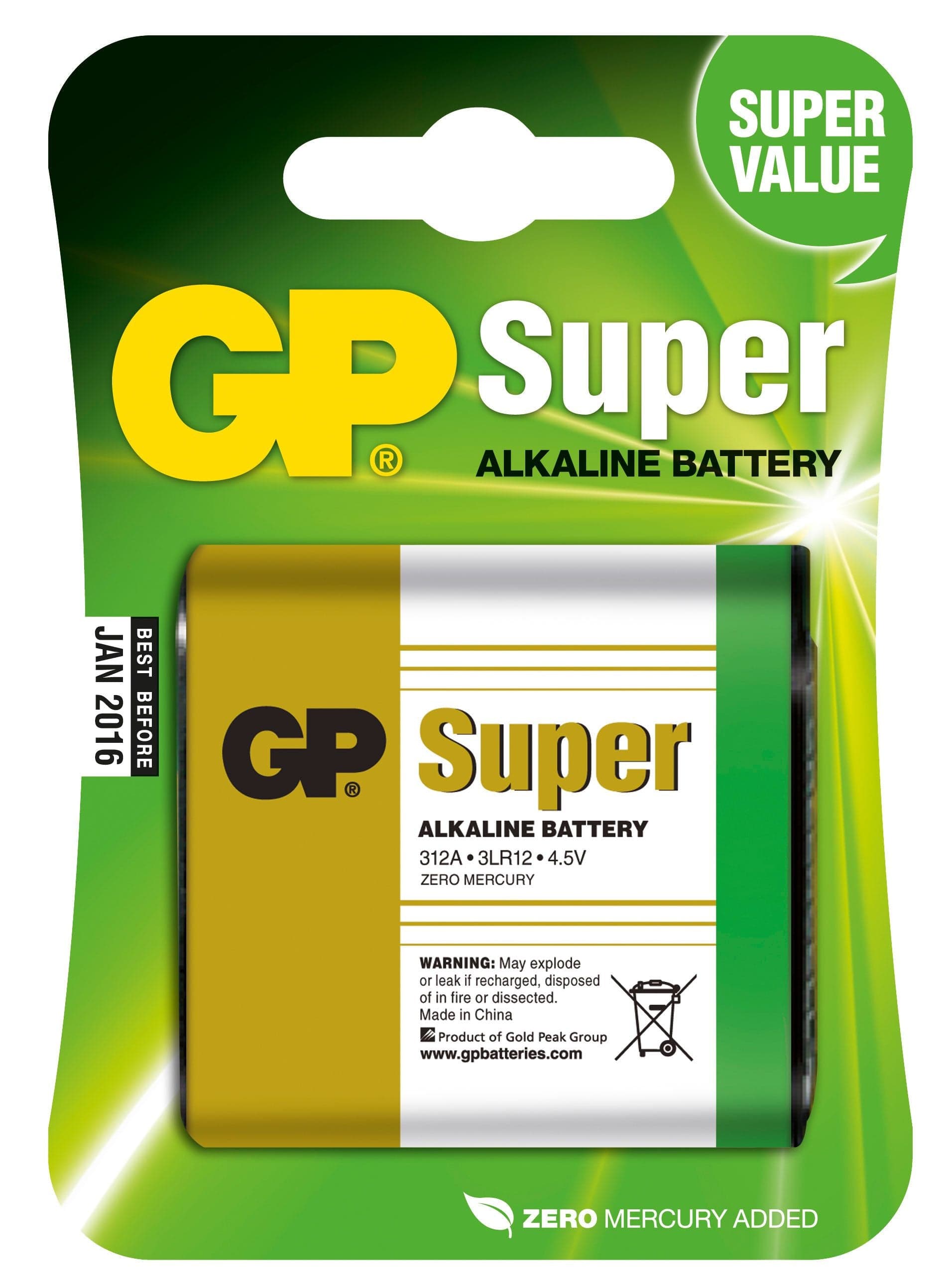 Blister 1 Batteria 4,5V GP Super 312A 3LR12