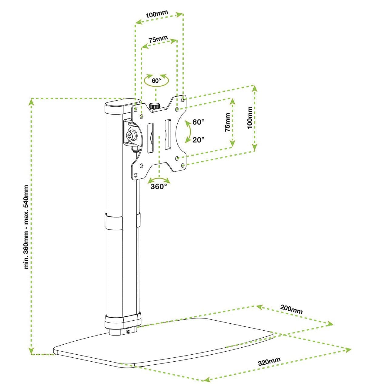 Supporto da Tavolo Stand per Monitor 17-27'' con Base in Supporti Scontolo.net - Potenza, commercioVirtuoso.it