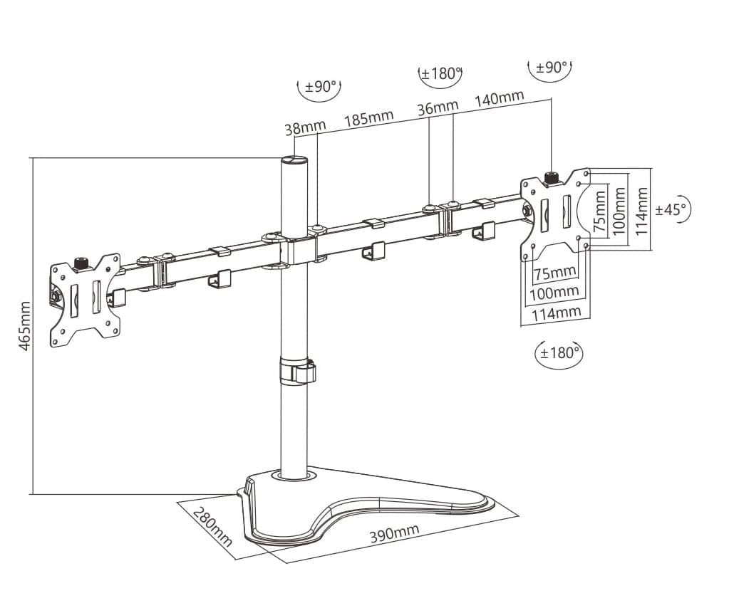 Supporto da scrivania per 2 Monitor 13-32'' con base in Supporti Scontolo.net - Potenza, commercioVirtuoso.it