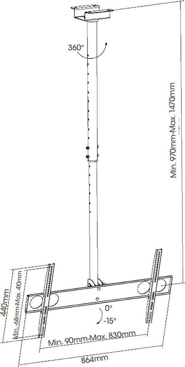 Supporto universale a soffitto per TV LED/LCD 37-70'' in Supporti da parete e da soffitto Scontolo.net - Potenza, commercioVirtuoso.it