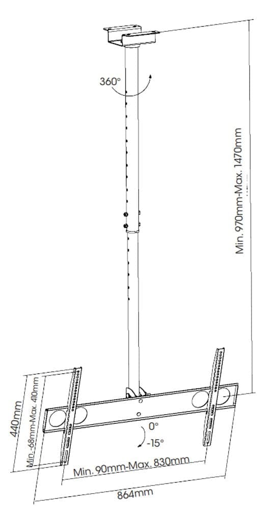 Supporto universale a soffitto per TV LED/LCD 37-70'' in Supporti da parete e da soffitto Scontolo.net - Potenza, commercioVirtuoso.it