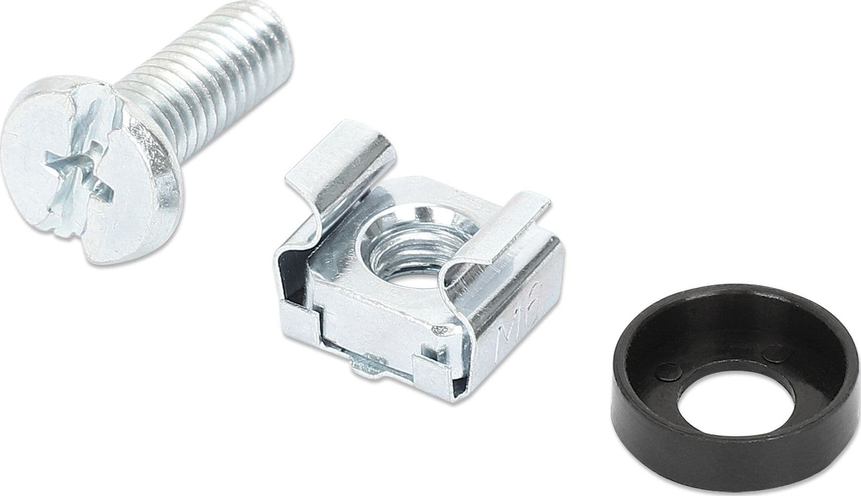 Kit Set 100 Viti, 100 Dadi e 100 Rondelle per Montaggio Rack Silver
