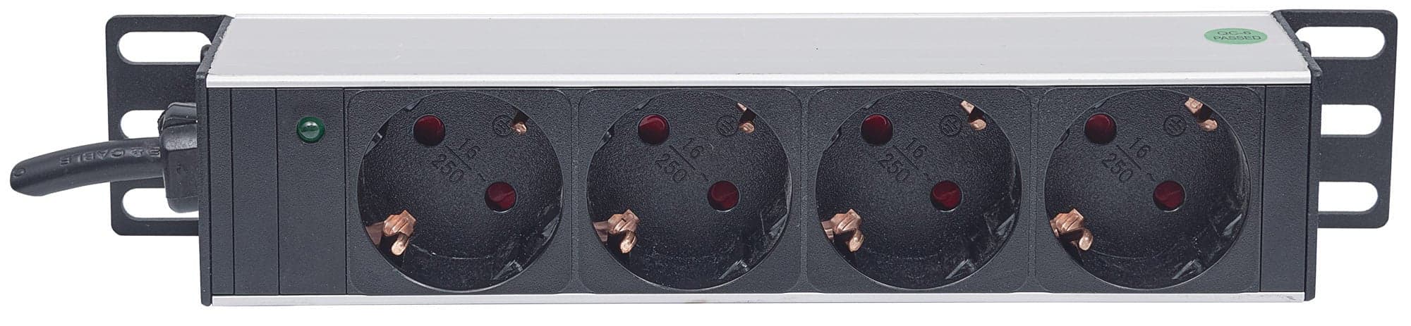 Multipresa Schuko 4 posti da Rack 10'' con Spina Schuko Angolata 1U