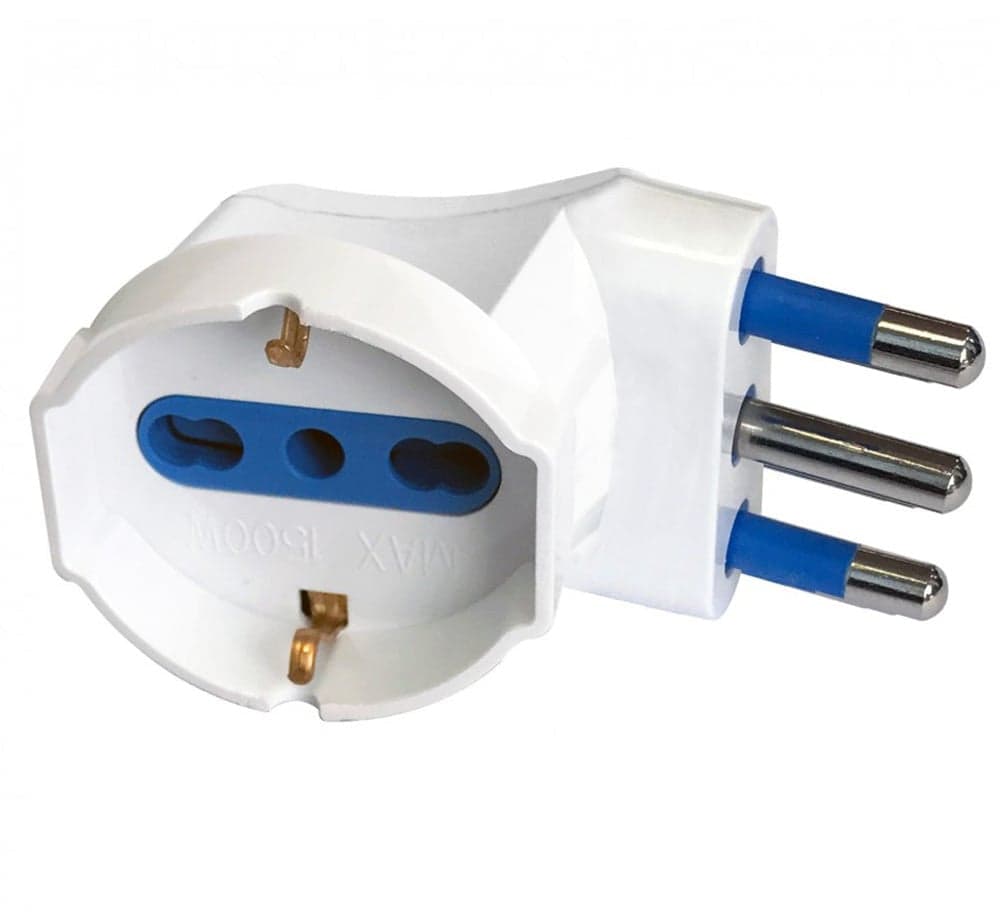 Adattatore spina 16A prese bipasso/Schuko 90&deg Bianco in Adattatori da viaggio Scontolo.net - Potenza, commercioVirtuoso.it