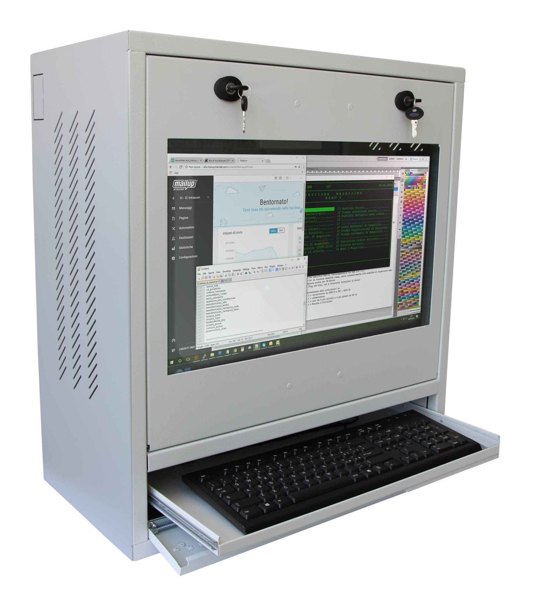 Armadio di sicurezza per PC, monitor LCD e tastiera Grigio in  Scontolo.net - Potenza, commercioVirtuoso.it