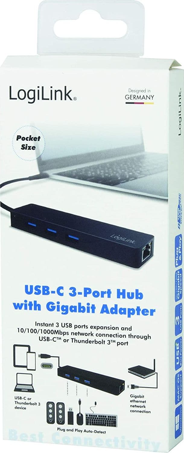 Hub USB-C&trade SuperSpeed 3 Porte USB-A 3.2 Gen1 Femmina Nero